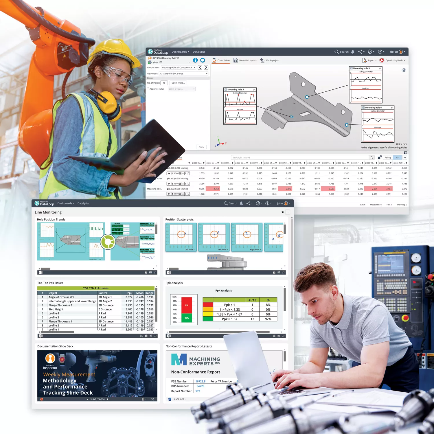 Horizontal display of multipiece results / T-test analysis results in PolyWorks|DataLoop 2024